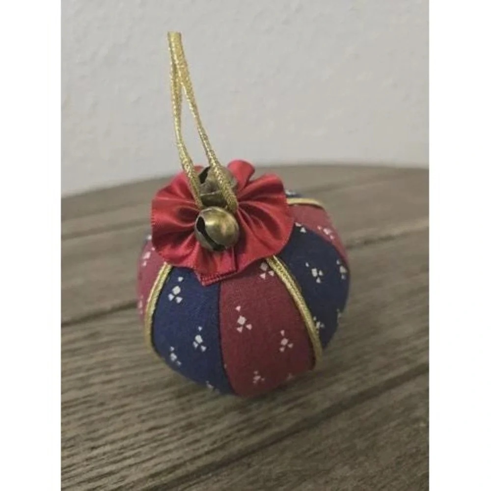 Set Of 6 Vintage Laura Ashley Fabric Christmas Ornaments Star, Bear, Tree Ball